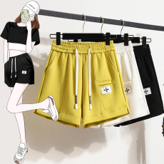 批发2022夏季新款时尚<b class='q'>克</b><b class='q'>罗</b><b class='q'>星</b>潮款设计腰绳高腰百搭宽松a字侧开叉短裤