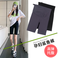 批发孕妇五分鲨鱼皮<b class='q'>打底裤</b>女外穿紧身提臀瘦腿弹力瑜伽春夏季薄款裤子