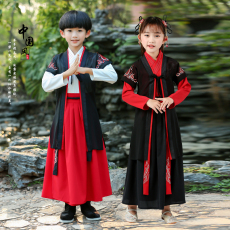 批发原创绣花童装汉服<b class='q'>儿童</b>男女宝宝款分体式情侣亲子套装<b class='q'>表演</b>服