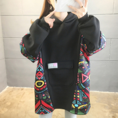 批发牛奶丝复合实拍秋冬2021插色潮流印花长袖连帽卫衣女