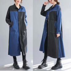 批发实拍 <b class='q'>大码</b>宽松新款拼接牛仔连衣裙外套