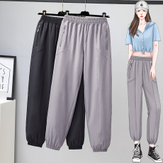 批发实拍<b class='q'>大码</b>女装速干运动裤夏宽松透气薄款跑步训练健身束脚裤