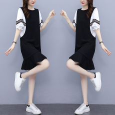 批发<b class='q'>大码</b><b class='q'>女</b>装适合微胖人mm遮腹肚子<b class='q'>连衣裙</b>子洋气减龄胖妹妹夏装胖夫人