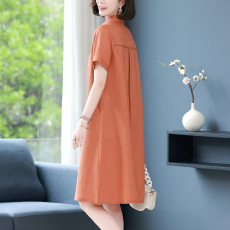 批发棉麻连衣裙<b class='q'>夏</b>季女高端亚麻2023新款宽松休闲妈妈装气质直筒裙子薄