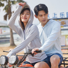 批发男女情侣款带帽防晒衣超薄透气轻薄款户外防晒衫钓鱼防晒服皮肤衣