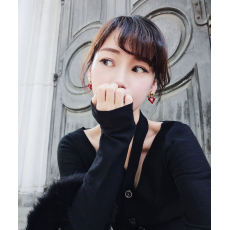 批发日韩<b class='q'>百搭</b>爱心红色宝石珍珠金球耳钉 超仙少女ins耳环