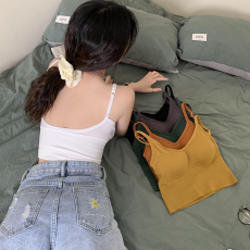 批发实拍实价 新款女网红同款大U背吊带背心内衣带胸垫可调节肩带