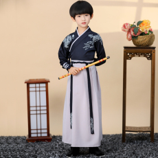 批发<b class='q'>儿童</b>汉服男孩中国风古装公子表<b class='q'>演出服</b>秋冬季加厚加绒绣花斗篷班服