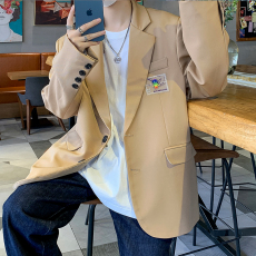 批发小西服中性风宽松贴标小西装休闲西服西装领纯色青年XF901/P95