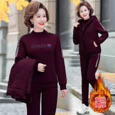 批发加绒加厚马甲三件套休闲运动套装2021秋<b class='q'>冬</b>新款女装时尚大码卫衣潮