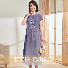 批发中年妈妈夏装改良旗袍裙子女夏季母亲节礼物衣服中老年洋气连衣裙