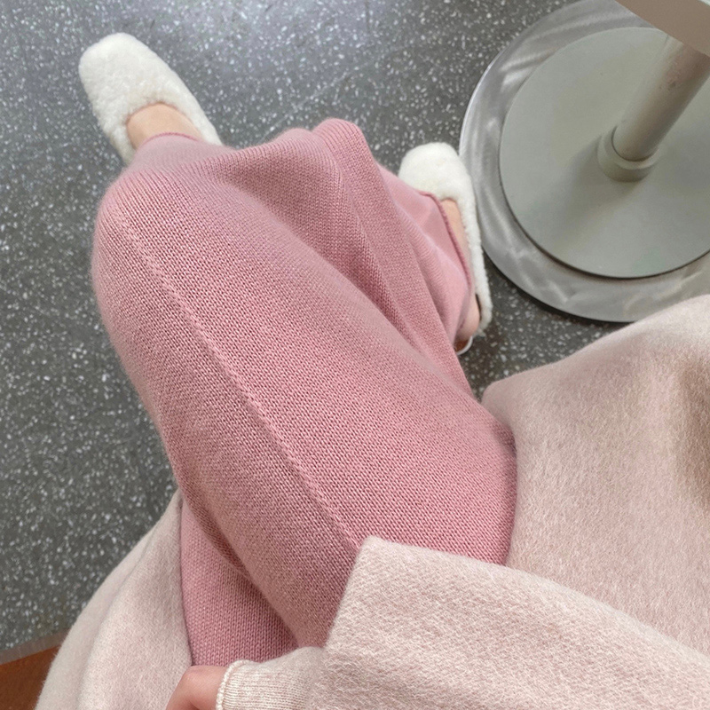 임산부 바지 봄 가을 외출용 트렌디 엄마 캐주얼 루즈핏 와이드 레그 팬츠 패션 섹션 니트 패키지 코어 실 만나는 스트레이트 팬츠