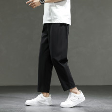 批发男士夏季冰丝休闲长裤子薄款运动裤直筒束脚男生九分西裤子男款C