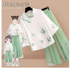 批发小个子改良汉服元素中国风女装<b class='q'>亲子装</b><b class='q'>母女</b>夏款民族风两件套装洋气