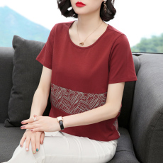 批发新款实拍<b class='q'>妈妈装</b>大码女装印花时尚T恤女