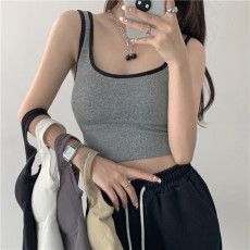 批发实拍 网红美背U型裹胸内搭外穿短款运动上衣无袖背心女