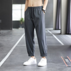 批发冰丝裤男士夏季薄款潮牌休闲长裤运动束脚速干宽松阔腿九分卫裤子