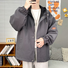 批发秋季宽松大码假两件夹克外套男港风青年学生休闲百搭时尚潮流上衣