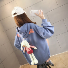 批发实拍大卫衣秋冬韩版2021可爱玩偶字母印花长袖卫衣ins女