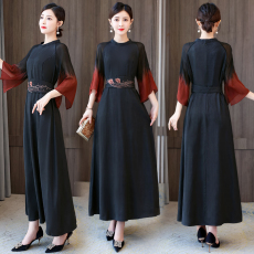 批发香云莎2026春新款高端真丝香云纱气质礼服裙<b class='q'>妈妈装</b>改良连衣裙