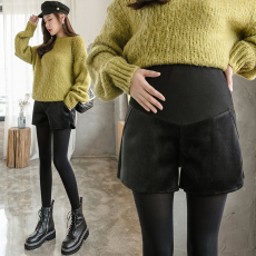 批发实拍孕妇裤秋冬季金丝绒阔腿短裤外穿百搭打底裤袜靴裤孕妇装春秋