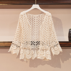 批发实拍春装防晒衣女网纱小披肩韩版空调开衫长袖<b class='q'>蕾丝</b>小衫外套上衣服