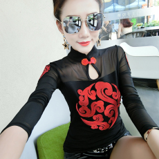 批发实拍秋季新款盘扣中国风长袖女上衣<b class='q'>广场</b><b class='q'>舞</b>服表演大量