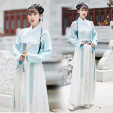 批发正品原创汉服女古装改良清新绣花超仙中国风襦裙<b class='q'>民族</b>舞蹈演出服装