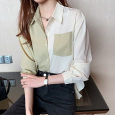 批发实拍洋气秋季<b class='q'>新款</b>女装翻领宽松大码<b class='q'>雪纺衫</b>上衣开衫衬衫打底衫衬衣