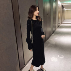 批发2026秋季新款韩版高腰<b class='q'>打底裙</b>女显瘦<b class='q'>连衣裙</b>闪闪长裙