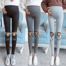 批发实拍 猴子刺绣春 秋装高腰<b class='q'>孕妇</b><b class='q'>裤</b> 新款打底 小脚裤 百搭<b class='q'>修身</b>