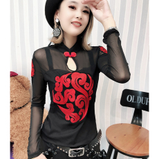 批发实拍秋季新款盘扣中国风长袖女上衣<b class='q'>广场</b><b class='q'>舞</b>服表演m.4XL