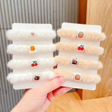 批发实拍奶茶咖色毛毛钱简约时尚发绳贴布卡通水果皮套橡皮筋