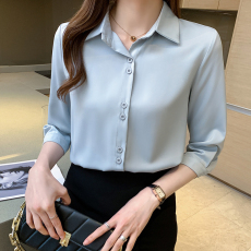 批发实拍 七分袖<b class='q'>衬衫</b>女夏季设计感小众上衣ol<b class='q'>职业</b><b class='q'>衬衣</b>