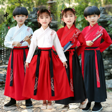 批发原创绣花童装汉服<b class='q'>儿童</b>男女宝宝款分体式情侣亲子套装<b class='q'>表演</b>服