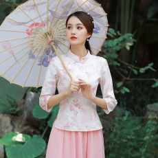 批发中式复古改良旗袍上衣民族风<b class='q'>广场</b><b class='q'>舞</b>演出服中国风汉服唐装茶艺服女