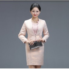 批发实拍妈妈装套装新款粉色套装裙婚庆妈妈婚宴连衣裙礼服