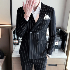 批发长期做不断货 秋装新款三件套条纹双排扣西服套装 XF21P265正装