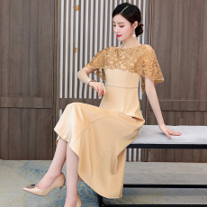 批发妈妈婚宴礼服2025春夏款妈妈宴会礼服连衣裙喜婆婆婚宴装