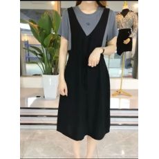 批发<b class='q'>欧洲站</b>夏季2026年新款中长宽松显瘦假两件背带裙时尚休闲<b class='q'>连衣裙</b>女