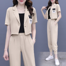 批发洋气短袖西装套装<b class='q'>女</b>2026夏季新款气质小个子显高小西服两件套裤潮