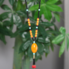 批发实拍民族风棉麻千眼菩提子吊坠毛衣链长款百搭项链配饰装<b class='q'>饰品</b>