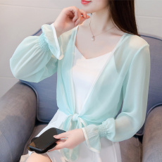 批发已出货2026夏季薄外套短袖小坎肩外衣<b class='q'>雪纺</b>外搭女短款小披肩空调衫