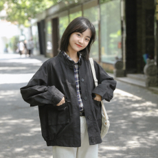批发实拍2026春秋新款<b class='q'>韩版</b>复古工装外套日系古着上衣女潮