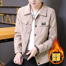 批发春秋夹克男厂家直销春秋季加绒夹克外套男士春装休闲上衣