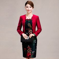 批发实拍新款秋<b class='q'>冬</b>季高档婚庆礼服中老年女装妈妈装连衣裙婆婆婚礼套装