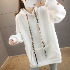 批发实拍13棉中长款2021秋冬连帽韩版宽松慵懒风卫衣ins女