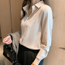 批发实拍2026春装新款职业白色缎面<b class='q'>衬衫</b>女长袖正装面试设计感高端<b class='q'>衬衣</b>