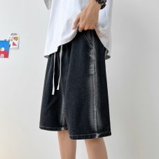 批发牛仔短裤男夏季薄款潮牌宽松百搭五分裤男生港风潮流运动七分裤子