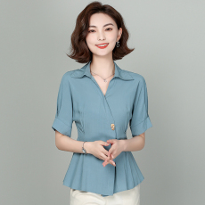 批发2026夏季新款时尚洋气百搭<b class='q'>收腰</b>显瘦雪纺小衫